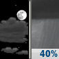 Thursday Night: Scattered showers, mainly after midnight.  Partly cloudy, with a low around 73. East northeast wind around 7 mph.  Chance of precipitation is 40%.